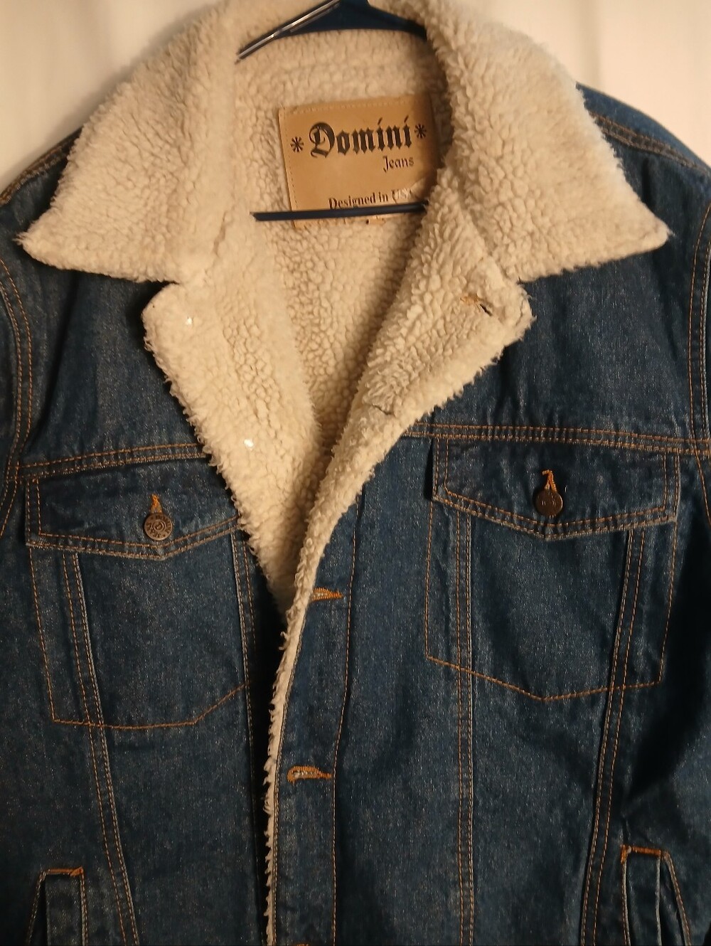 Mens Size XL Domini Denim Sherpa-Lined Jacket in Blue
